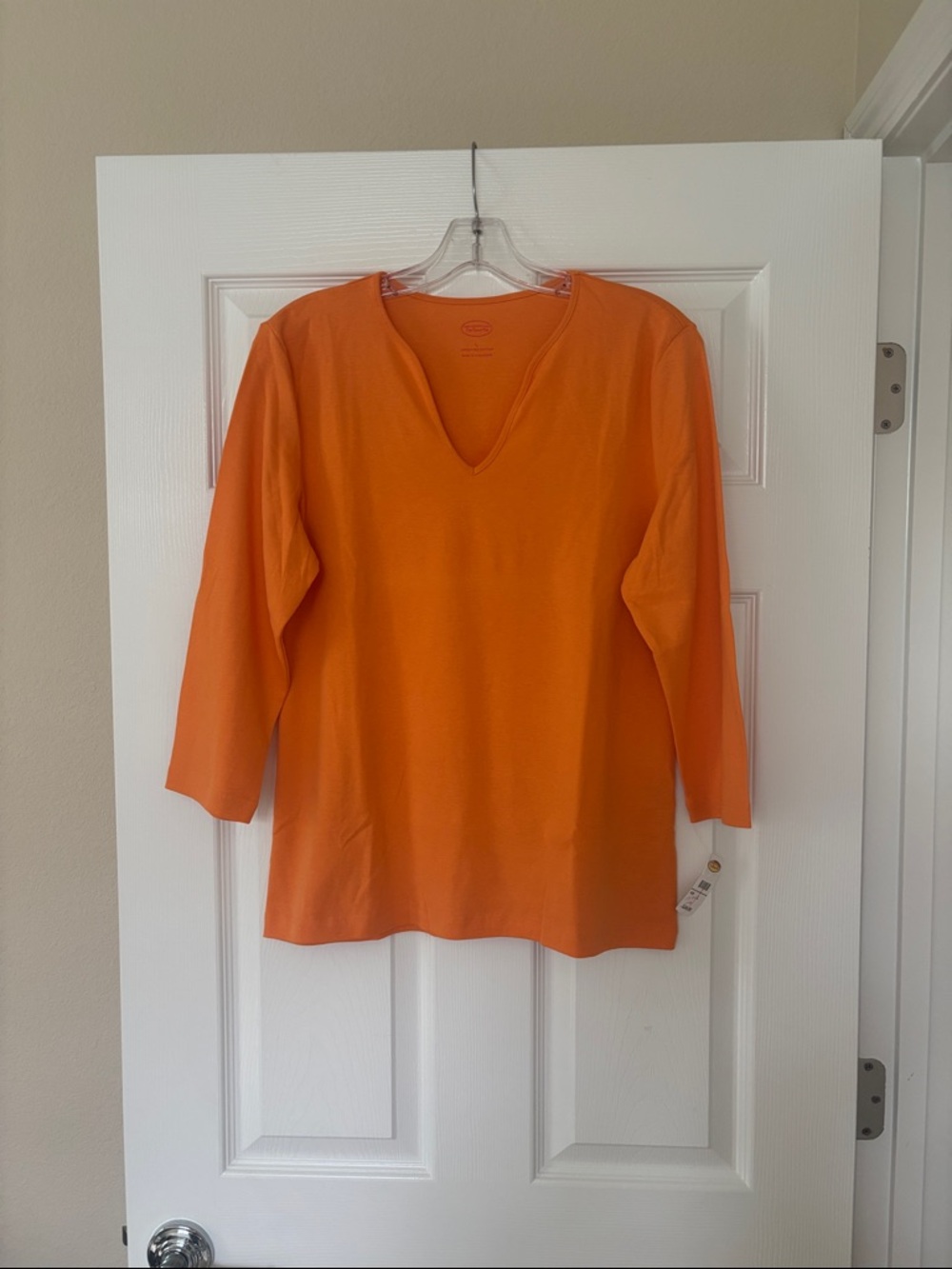 Talbots Bright Orange V-Neck Long Sleeve Top - Picture 3 of 12
